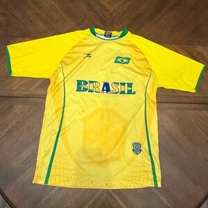 Drako Brasil Soccer Jersey Yellow Green Short Sleeve One Size Brazil Shirt